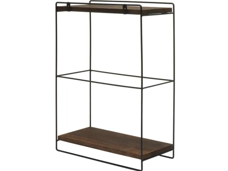 Best BERLINLODGE Wandregal HxBxT 50x35x17cm Massiv-Holz Metall Industrial 2 Regalböden Hängeregal Regal Küchenregal Dunkelbraun