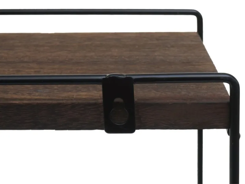 Best BERLINLODGE Wandregal HxBxT 50x35x17cm Massiv-Holz Metall Industrial 2 Regalböden Hängeregal Regal Küchenregal Dunkelbraun