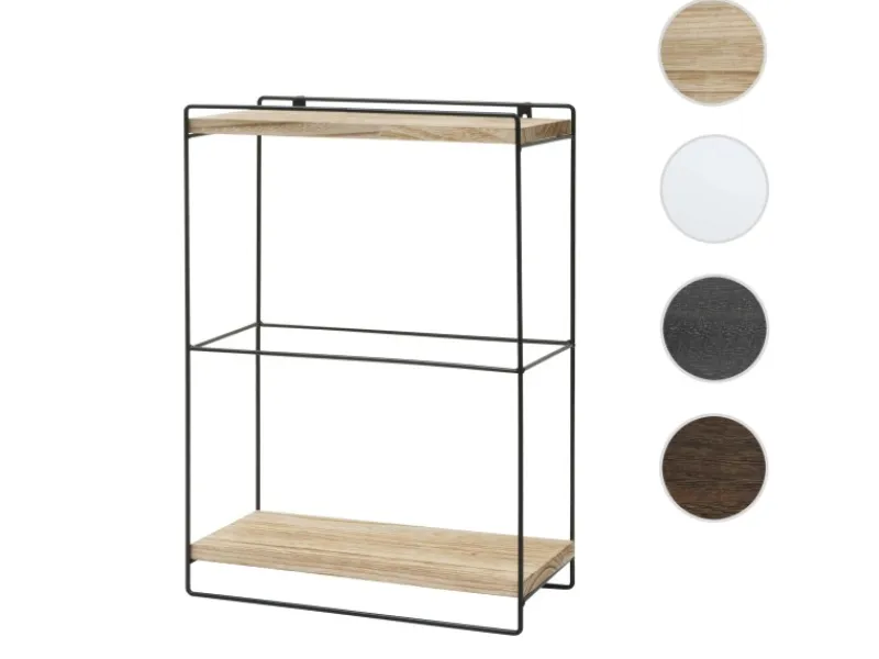 Best BERLINLODGE Wandregal HxBxT 50x35x17cm Massiv-Holz Metall Industrial 2 Regalböden Hängeregal Regal Küchenregal Dunkelbraun