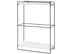 Best BERLINLODGE Wandregal HxBxT 50x35x17cm Massiv-Holz Metall Industrial 2 Regalböden Hängeregal Regal Küchenregal Weiß