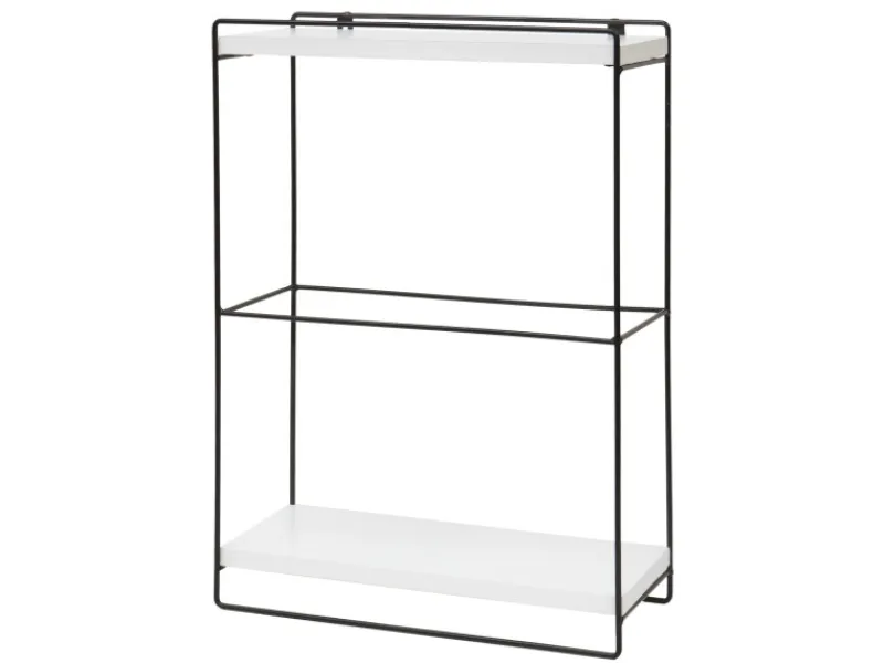 Best BERLINLODGE Wandregal HxBxT 50x35x17cm Massiv-Holz Metall Industrial 2 Regalböden Hängeregal Regal Küchenregal Weiß