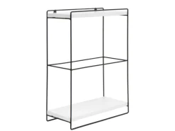 Best BERLINLODGE Wandregal HxBxT 50x35x17cm Massiv-Holz Metall Industrial 2 Regalböden Hängeregal Regal Küchenregal Weiß