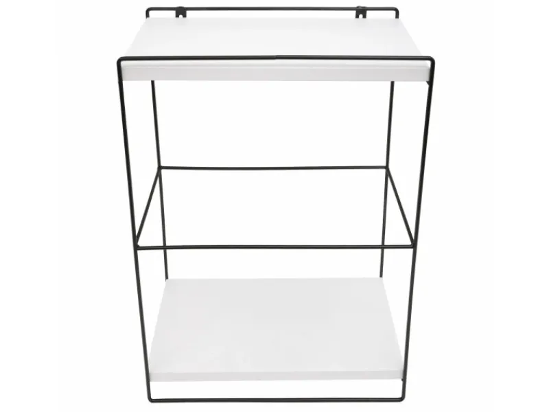 Best BERLINLODGE Wandregal HxBxT 50x35x17cm Massiv-Holz Metall Industrial 2 Regalböden Hängeregal Regal Küchenregal Weiß