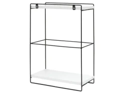 Best BERLINLODGE Wandregal HxBxT 50x35x17cm Massiv-Holz Metall Industrial 2 Regalböden Hängeregal Regal Küchenregal Weiß