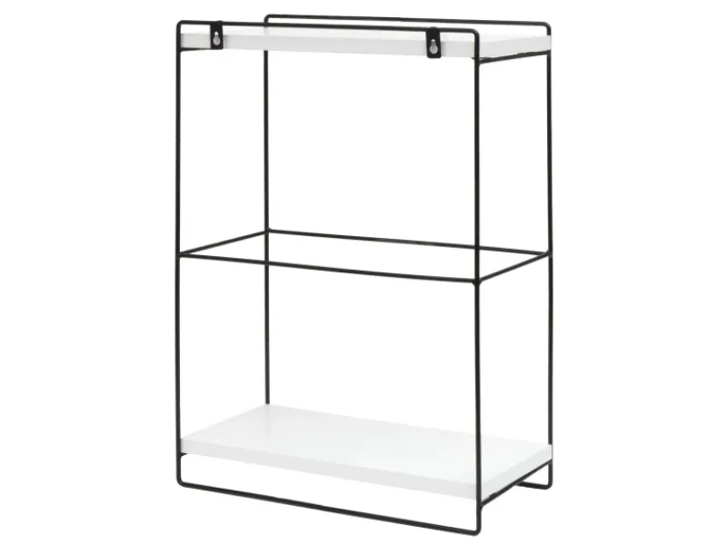 Best BERLINLODGE Wandregal HxBxT 50x35x17cm Massiv-Holz Metall Industrial 2 Regalböden Hängeregal Regal Küchenregal Weiß