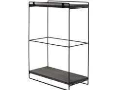 BERLINLODGE Wandregal HxBxT 50x35x17cm Massiv-Holz Metall Industrial 2 Regalböden Hängeregal Regal Küchenregal< Küchenregale