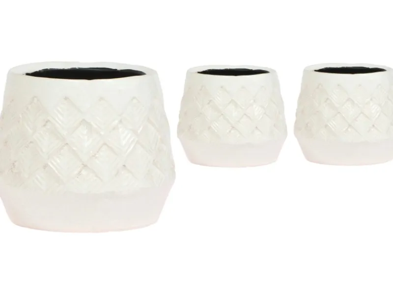 New Übertopf aus Keramik "Bohemian" Weiß Höhe ca. 15 cm Topf-Ø ca. 9 cm Innen