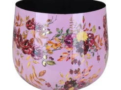 A.H.G. Übertopf Flora mit Blumenmuster Ø 17 cm x 14 cm Pink-Gold