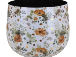 Sale A.H.G. Übertopf Flora mit Blumenmuster Ø 17 cm x 14 cm Weiß-Gold Weiß Gold