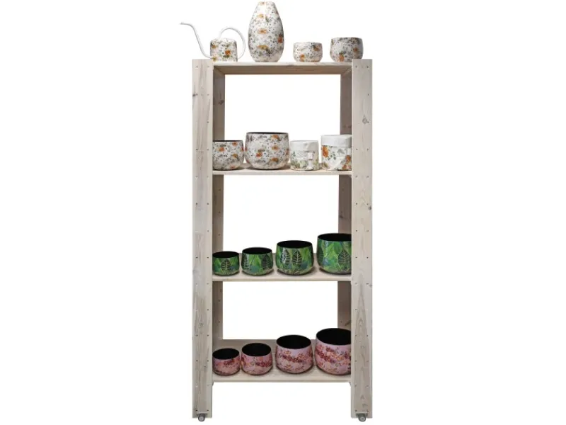 Sale A.H.G. Übertopf Flora mit Blumenmuster Ø 17 cm x 14 cm Weiß-Gold Weiß Gold