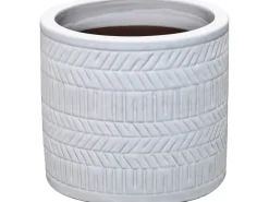 New Übertopf Keramik Strukturiert Ø 19 x 17 cm Weiß