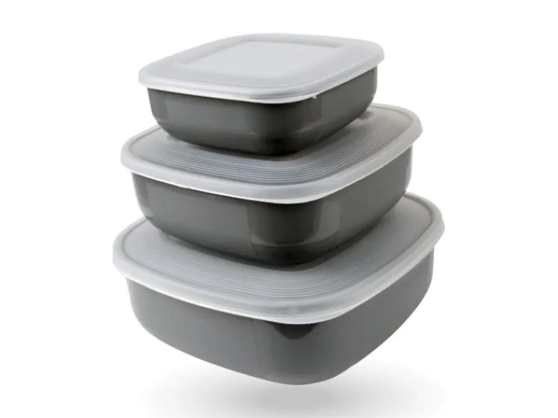 Clearance Bestgoodies Vorratsdosen 9er Set Eckig Grau 3 x 3er