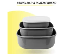 Clearance Bestgoodies Vorratsdosen 9er Set Eckig Grau 3 x 3er