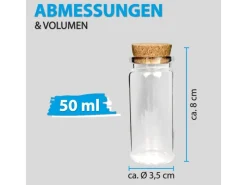 Bestlivings Geschirr<Fläschchen Glas mit Korken 50ml 12er Pack