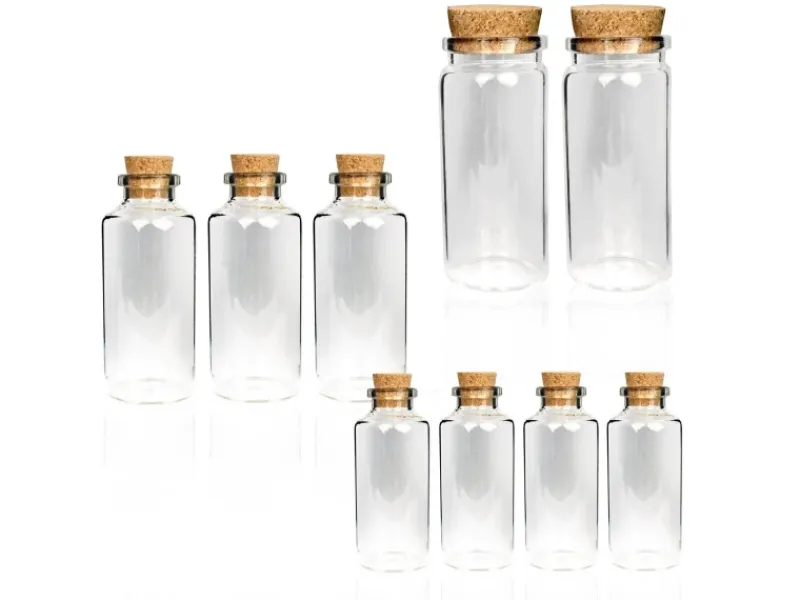 Bestlivings Fläschchen Glas mit Korken 24er Pack Mix 4 x 50 ml & 8 x 10 ml & 12 x 30 ml< Geschirr