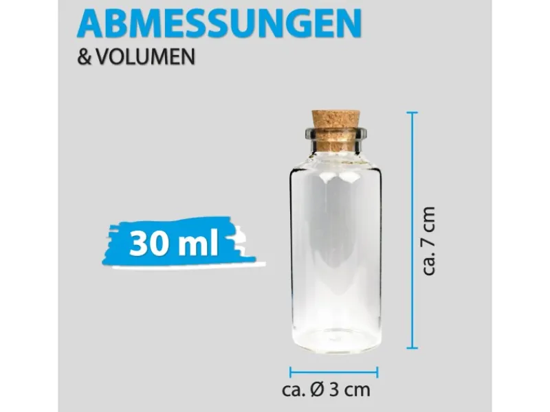 Bestlivings Geschirr<Fläschchen Glas mit Korken 30ml 24er Pack