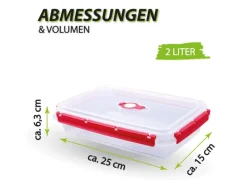 Bestlivings Frischhaltebox Mit Deckel Fresh System 2 Liter Brotdose Rot< Vorratsdosen|Vorratsbehälter