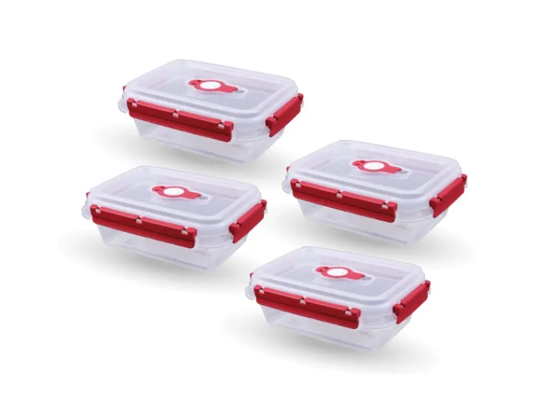 Bestlivings Frischhaltebox 0,9L Lunchbox Im Set Rot 4er Pack< Vorratsdosen|Vorratsbehälter