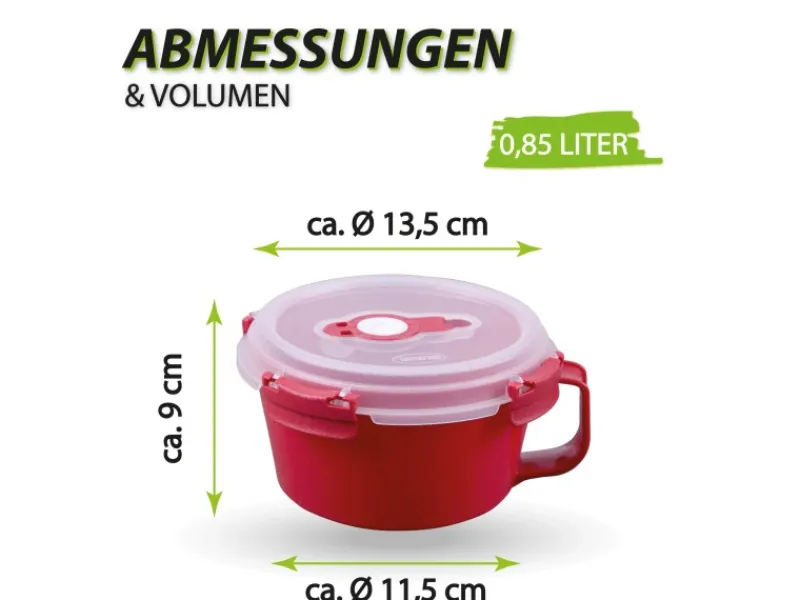 Bestlivings Vorratsbehälter<Frischhaltebox 0,85L Frühstücksschale Im Set Rot 2er Pack