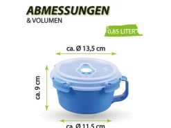 New Bestlivings Frischhaltebox 0,85L Frühstücksschale Im Set Blau 4er Pack