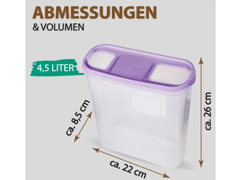 Hot Bestlivings Frischhaltebox Schüttdose 4,5 Liter 4er Pack Lila