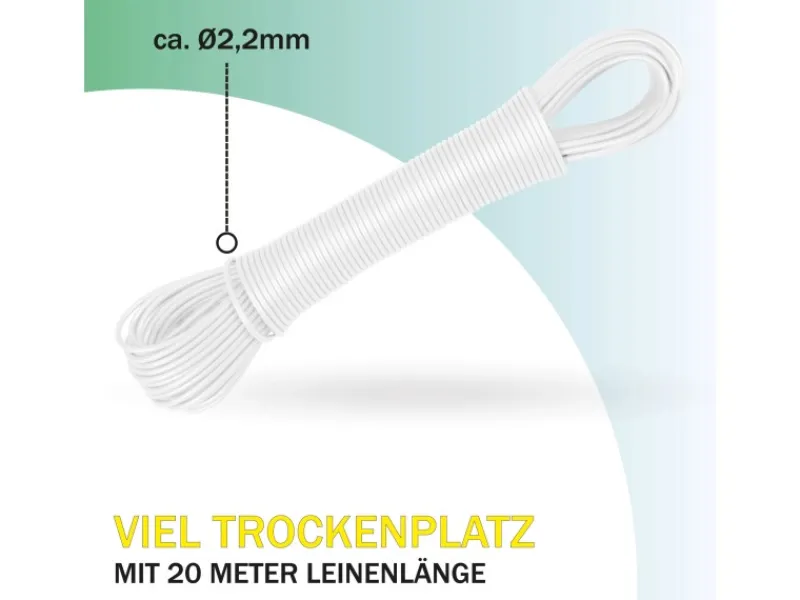 Bestlivings Wäschetrockner<Wäscheleine 20 Meter x 2,2 mm 2er Pack Weiß