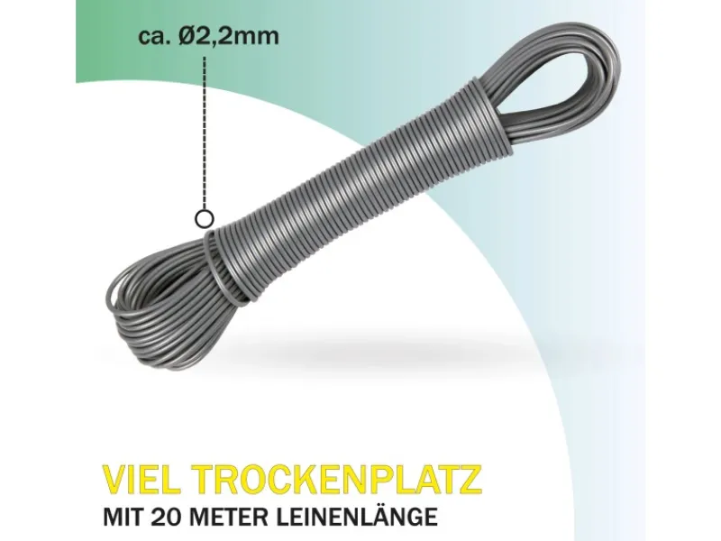 Bestlivings Wäschetrockner<Wäscheleine 20 Meter x 2,2 mm Anthrazit