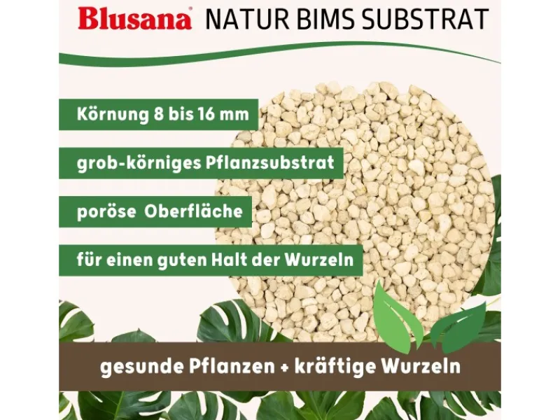 Blusana Bims Pflanzsubstrat mineralisches Vulkangestein Körnung 8-16 mm 10 l< Töpfe