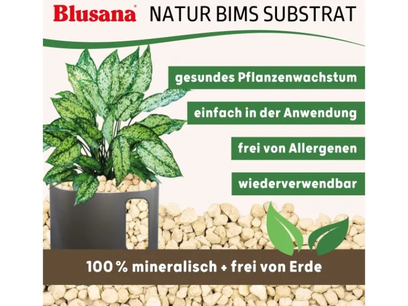 Blusana Bims Pflanzsubstrat mineralisches Vulkangestein Körnung 8-16 mm 10 l< Töpfe
