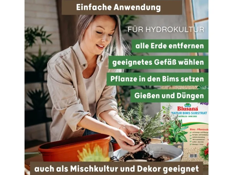 Blusana Bims Pflanzsubstrat mineralisches Vulkangestein Körnung 8-16 mm 10 l< Töpfe