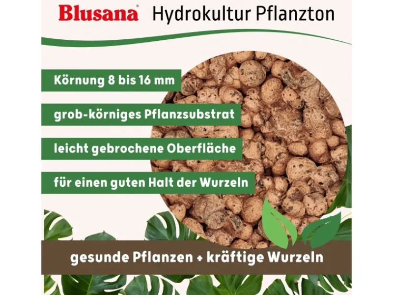 Blusana Blähton Pflanzsubstrat Pflanzton grobe Körnung 8-16 mm 25 l< Töpfe
