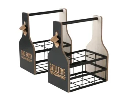 Boltze Küchenhelfer<Flaschenträger Grillhouse 2-fach Sortiert 33 cm x 18 cm x 29 cm Natur