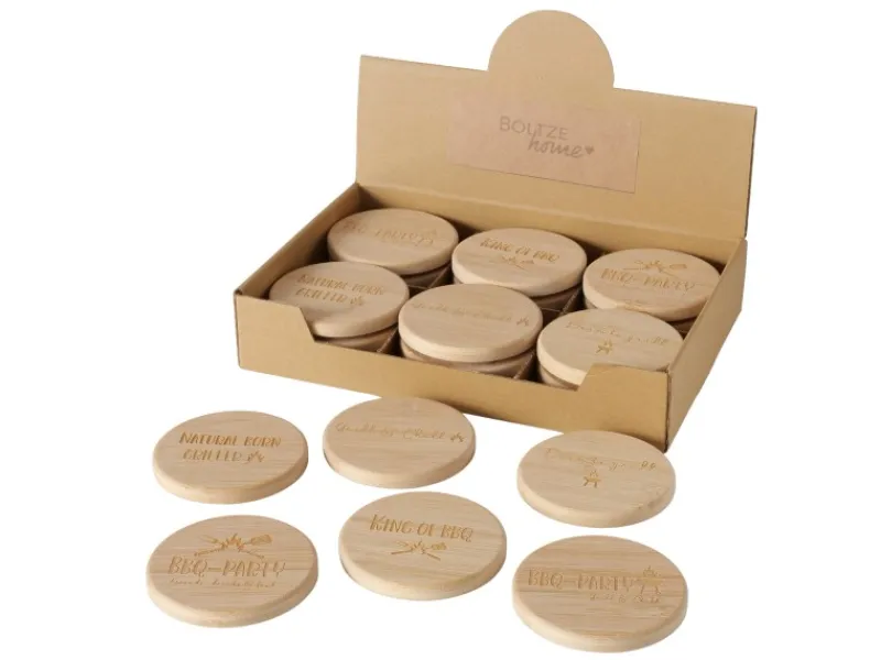 Boltze Untersetzer BBQ 6-fach Sortiert 1,5 cm x 10 cm x 1,5 cm Natur< Pfannen|Küchenhelfer