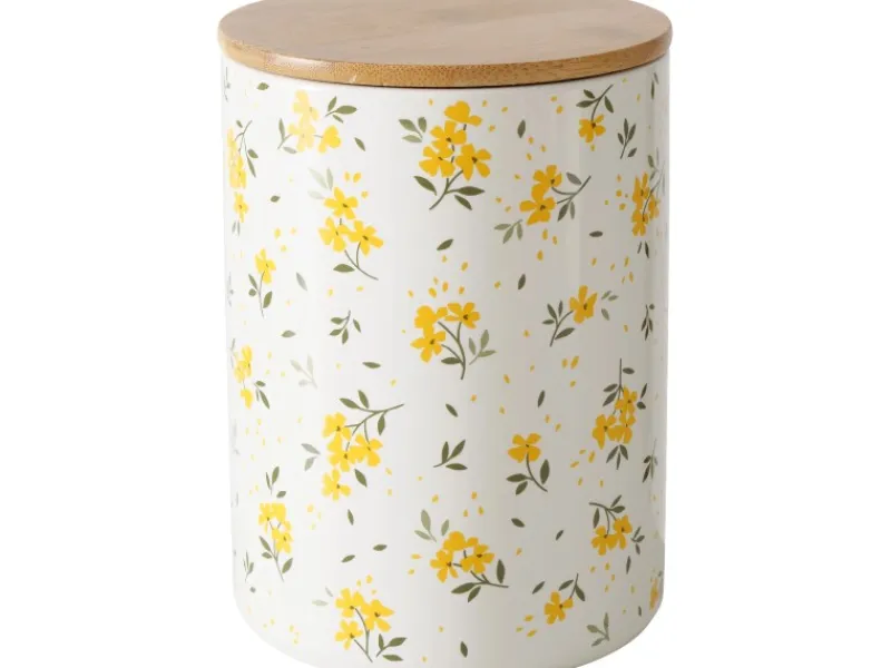 Sale Boltze Vorratsdose Mayla 16 cm x Ø 12 cm Weiß-Gelb