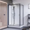 New Breuer Komplettdusche Anschlag Links 120 cm x 90 cm Schwarz Matt