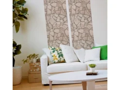 Bricoflor BruchsteinTapete inBeige Grau 3D Tapete inSteinoptik Selbstklebend für Wohnzimmer und Küche NatursteinVliestapete als Panel< Töpfe