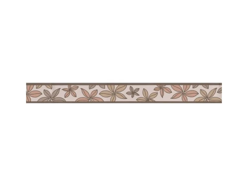 Bricoflor Selbstklebende Küchenbordüre in Beige und Braun Schmale Tapetenborte mit Blumen Florale Küchen Tapeten Bordüre mit Vinyl< Küchenrückwände