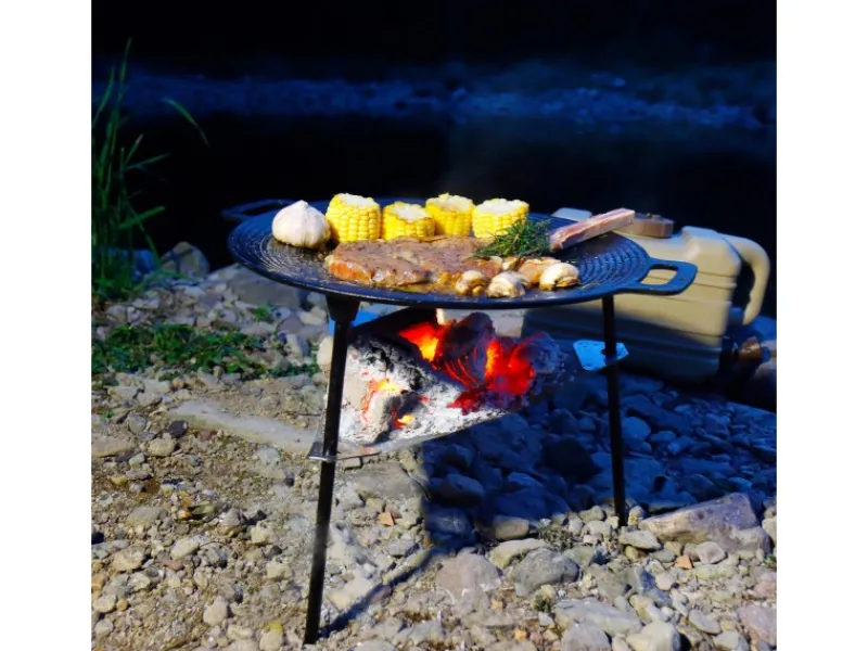 CCLIFE BBQ Grillpfanne Koreanische aus Gusseisen Runde Grillplatte Durchmesser 40cm< Pfannen
