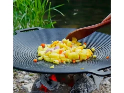 CCLIFE BBQ Grillpfanne Koreanische aus Gusseisen Runde Grillplatte Durchmesser 29cm< Pfannen