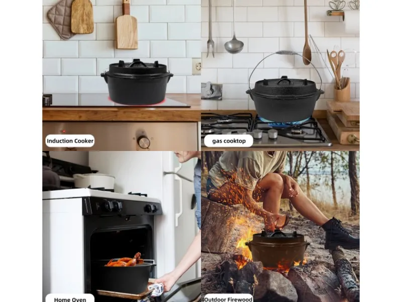 Sale CCLIFE Dutch Oven Set 5,7L Gusseisen Grilltopf mit Feuertopf Ohne Beine