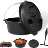 CCLIFE Herde|Töpfe<Dutch Oven Set 4,2L Gusseisen Grilltopf mit Feuertopf Ohne Beine