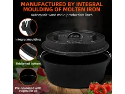 CCLIFE Herde|Töpfe<Dutch Oven Set 4,2L Gusseisen Grilltopf mit Feuertopf Ohne Beine