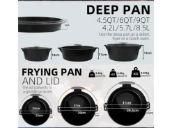 CCLIFE Herde|Töpfe<Dutch Oven Set 4,2L Gusseisen Grilltopf mit Feuertopf Ohne Beine