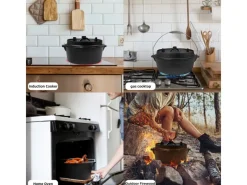CCLIFE Herde|Töpfe<Dutch Oven Set 4,2L Gusseisen Grilltopf mit Feuertopf Ohne Beine
