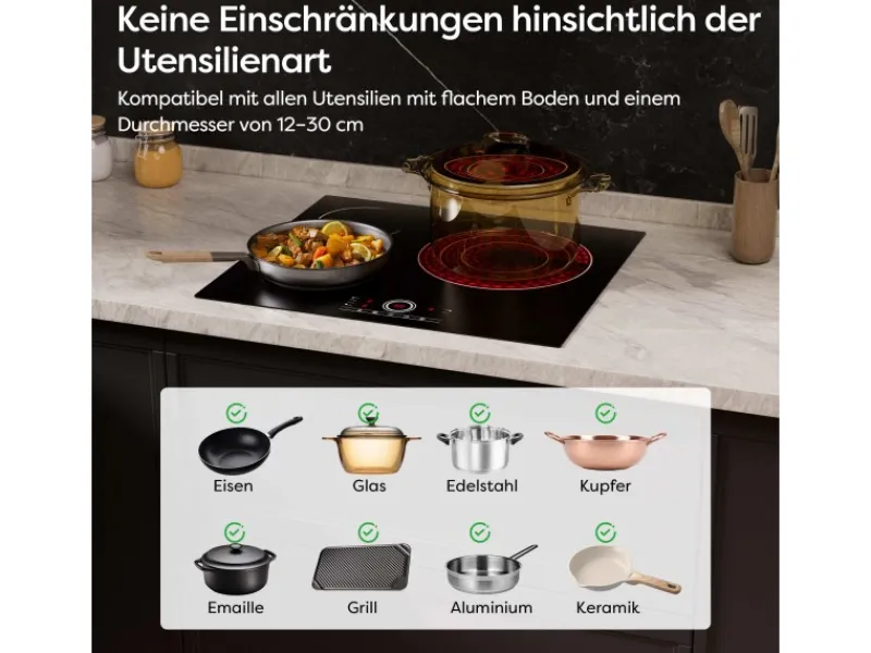 Outlet CDV Glaskeramik-Kochfeld 60 cm 3 Zonen 9 Stufen 5700 W CDVER573