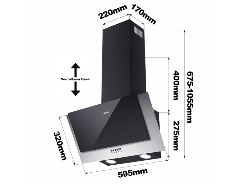 Dunstabzugshauben-Filter<CIARRA Dunstabzugshaube 60 cm 350 m³/h A++ Kopffrei Schwarz VM6736CB