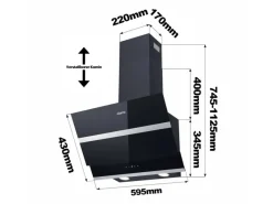 CIARRA Dunstabzugshaube 60 cm 650 m³/h A+++ Kopffrei WIFI-APP Touch Control VM6736NB