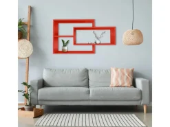 Küchenregale<Coemo Wandregal KARO 104x20x59cm aus Holz in Rot Wandregal KARO 104x20x59cm aus Holz in Rot