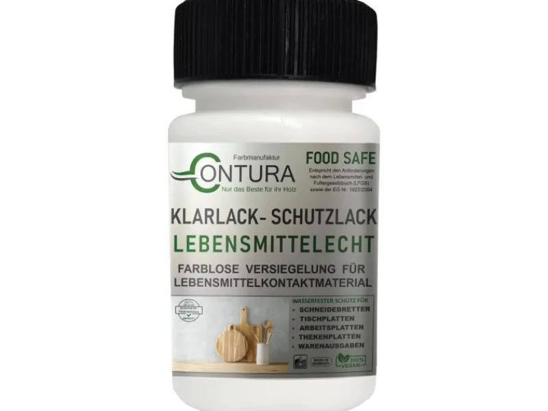 Online CONTURA Klarlack Lebensmittelecht Hartlack Food Safe Schneidebrett Tischplatte Holzlack LFGB Lack 50ml Pinselflasche