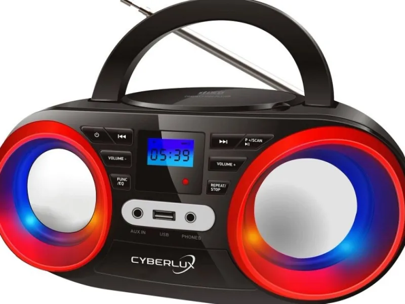 Best CYBERLUX CL-810 CD-Player mit LED-Discolichter CD/MP3/USB Radio Schwarz/Rot